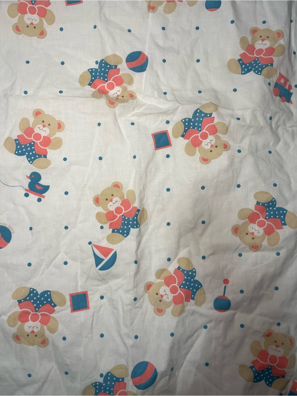 Vintage Dundee Fitted Bassinet Crib Sheet White 100% Cotton Pink Blue Bears 1986
